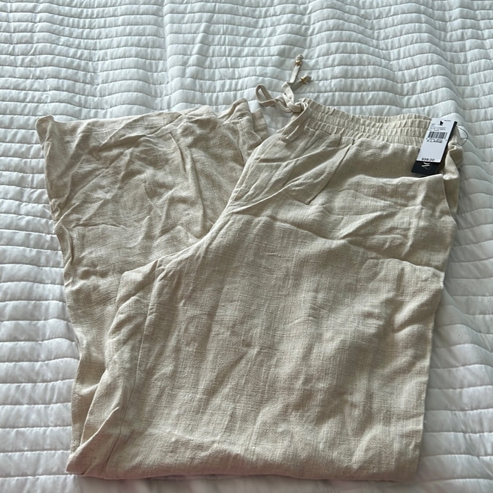 AGB linen rayon blend drawstring pants